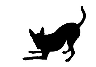 silhouette of a dog bowing