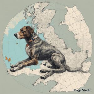 a background map with a dog on it